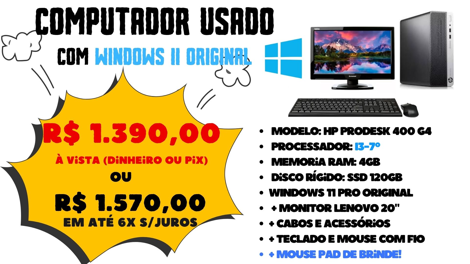 Computador Usado i3-7ºGeração