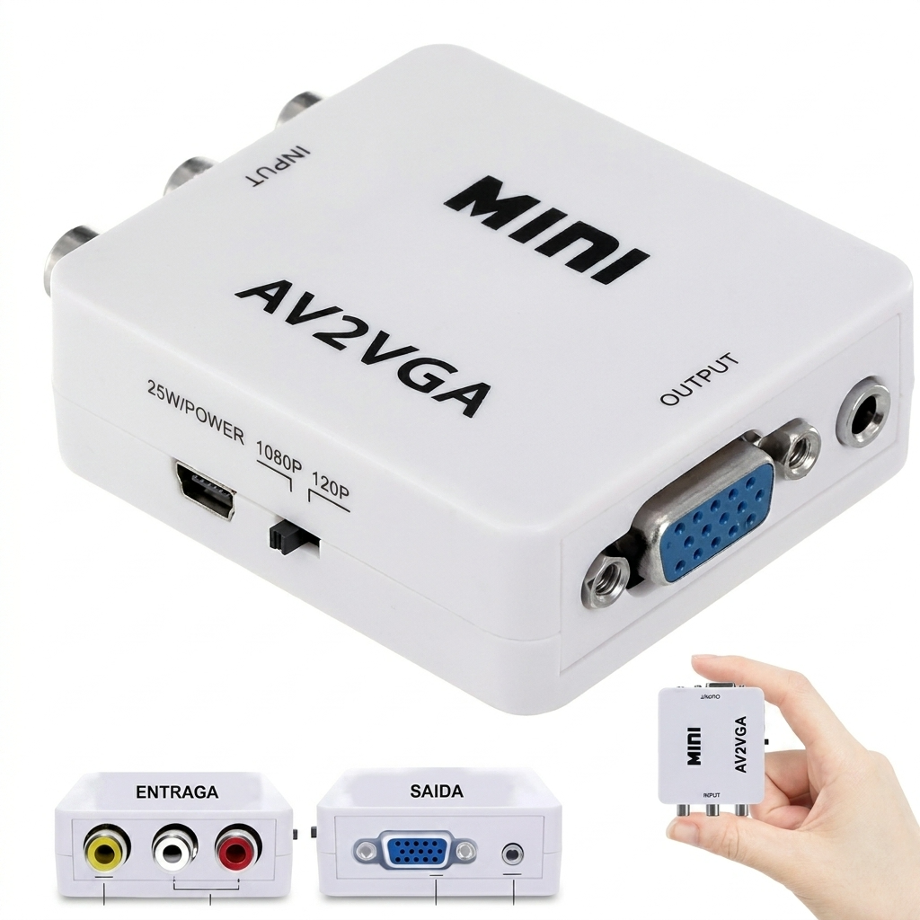 Conversor AV para VGA (RCA para VGA)