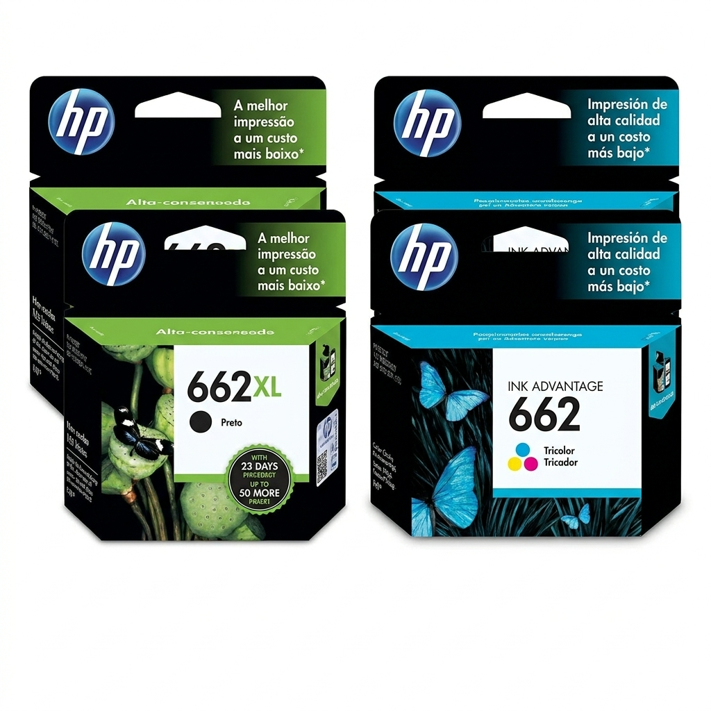Cartucho HP 662 Original – Preto e Colorido (2ml e XL)