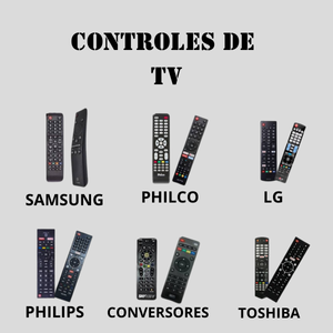 Diversos modelos de controles de TV e de conversores digitais